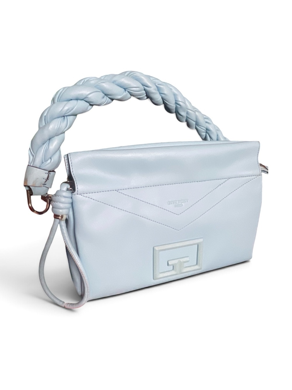 Givenchy Pale Blue Braided-Handle Shoulder Bag small call out see photos
